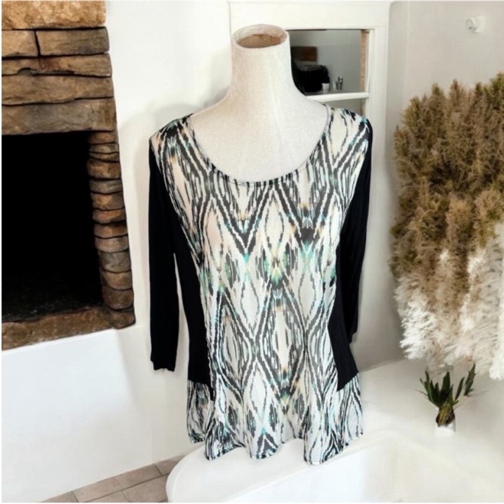 DayTrip Multicolored Sheer Pattern Blouse